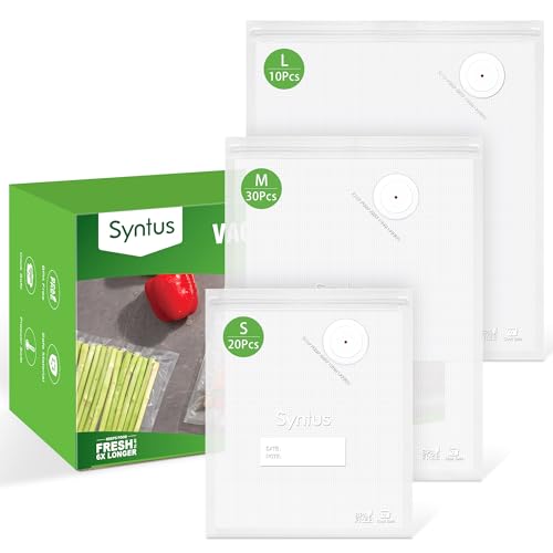 Photo 1 of [2025 Upgraded] Syntus Vacuum Sealer Bags for Food, 60 Pcs (S+M+L) 8" x 10" and 10" x 13.8" and 11.8" x 13.8" Food Storage Bags