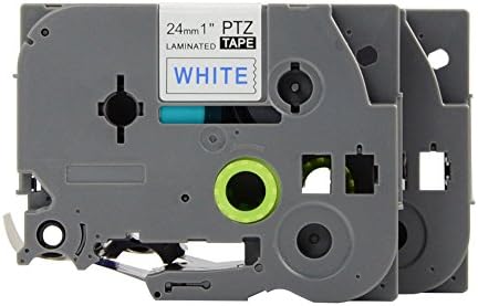 PUTY Wholesale 2-Pack 1" Compatible Cassette Ribbons Laminated Label Tape TZ TZe-253 TZe 253 Blue on White 24mm for Brother P-touch Printer PT-1400 PT-2600 PT-E550WVP PT-D600VP 8m