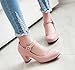 Aisun Women's Comfy Round Toe Chunky Mid Heels Pumps Shoes With Ankle Strap