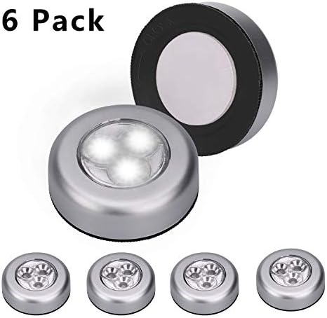 Tap Lights, SONSY Home Battery Powered Stick on Led Touch Light Wireless Cordless Night Lights for Closets, Cabinets, Cars, Garages, Storage Room-White Light(Batteris Not Included)(6 Pack)