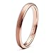 NaNa Chic Jewelry 3mm Domed Tungsten Carbide Ring Rose Gold Plated Engagement Band Brushed Beveled Edge