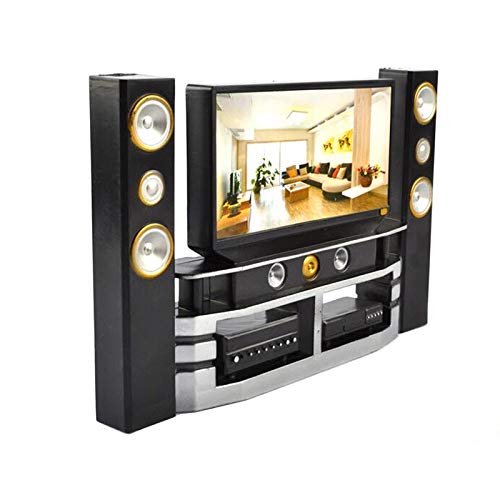 Kangkangk Mini HI-FI TV Speaker Home Theater Cabinet Set Combo Dollhouse Furniture Accessories for Kids Christmas Birthday Xmas Toy