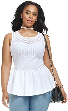 Women's Plus Size Geo Mesh Print Peplum Top