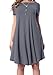 Levaca Womens Summer Plain Short Sleeve Loose Casual Tshirt Dress Dark Gray L