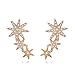 Presentski 3 Star Climber Stud Earrings 925 Sterling Silver 14K Rose Gold Starburst Crawler Dangling Earrings Mothers Day Gift for Women