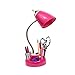 Simple Designs LD1015-PNK Flossy Organizer Desk Lamp with Charging Outlet and Lazy Susan Base, Pink