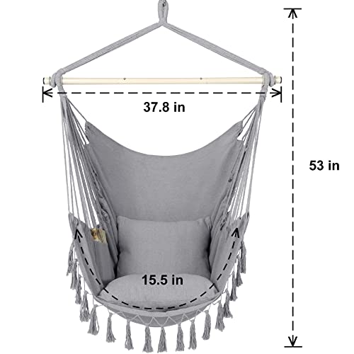 Y STOP Hammock Chair Hanging Rope Swing, Max 500 Lbs, 2 Cushions