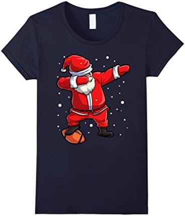 Womens Dabbing Santa Football T Shirt Claus Christmas Funny Dab X-m XL Navy