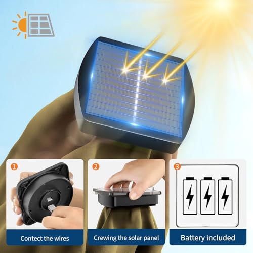 GarveeHome Ombrellone Da Giardino Solare 3 m Con 32 Luci LED, Protezione UV, Sollevamento a Manovella, Inclinazione Regolabile Con Pulsante, Per Terrazzo e Giardino