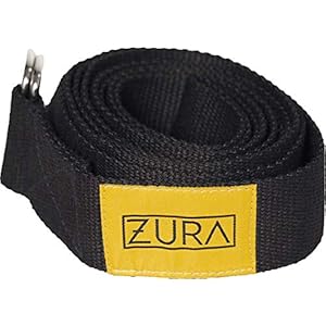 ZURA Premium Yoga Strap with Adjustable Stainless Steel Rings – Durable & Natural and Non-Toxic (8 feet)