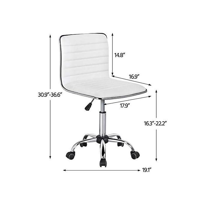 Yaheetech Adjustable Task Chair PU Leather Low Back Ribbed Armless