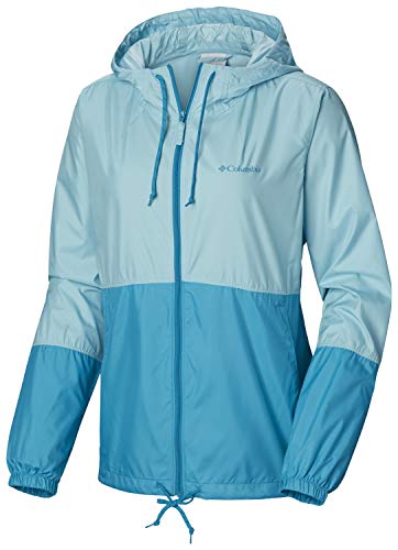 Columbia Women's Flash Forward Windbreaker, Water & Stain Resistant, Clear Blue/ Modern Turq, Large