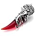 INBLUE Dragon Wolf Tooth Pendant for Men Women Stainless Steel Cool Necklaces Simulate Crystal Gemstone Boyfriend Gifts Jewelry with 23 Inches Chain (Wolf, Red)