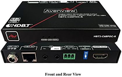 Avenview HBT2-C6BPOC-R 4K 60 HDMI HDR HDBaseT CAT5/6/7 Extender (Receiver) with Bi-directional IR/RS-232/PoC