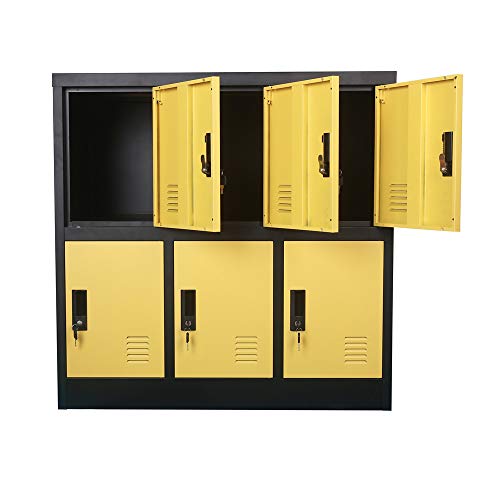 Small Office Storage Locker Cabinet Organizer for Employee,School Locker for Kids Mini Size (Yellow, W6D)