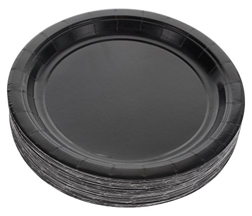 Amcrate Black Disposable Party Paper Dessert Plates 7