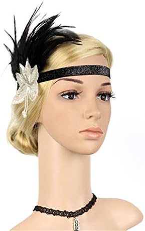 Roaring Art Deco 1920s Flapper Feather Headpiece Roaring 20s Great Gatsby Headband for Women 1920s Headwear