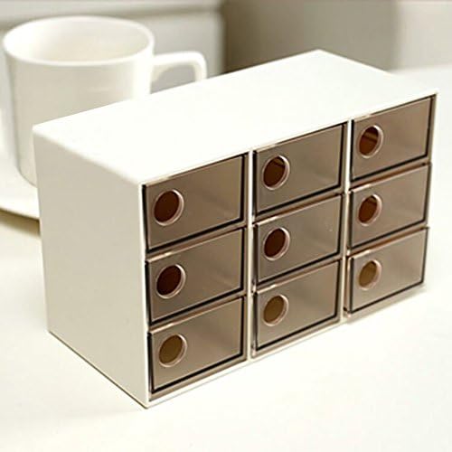 Home Décor Plastic Make Up Jewelry Drawers Storage Boxes Cosmetics Containers Mini Storage Cabinet Office Supplies Desk Organizers (9 Drawers (6.4x3.1x3.9 in))