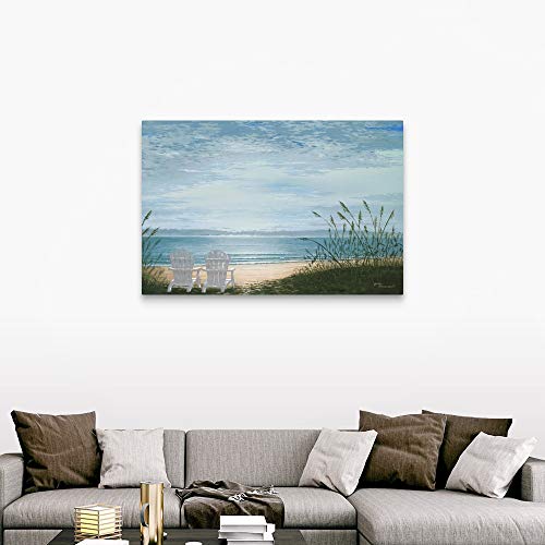 Beach Chairs Canvas Wall Art Print, Coastal Artwork Beachfront Decor