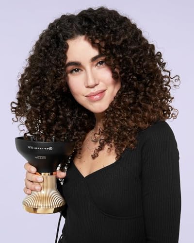 BELLISSIMA ITALIA Diffon Supreme - Difusor XL y secador de pelo para cabello rizado y ondulado, botón fresco, tecnología iónica y cerámica para no encrespamiento, Negro