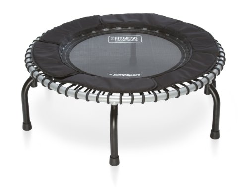 JumpSport Fitness Trampoline Model 370 - Top Rated for Quality and Durability - Quietest Most Stable Bounce - No-Tip Arched Legs- 4 Music Workout Videos Included