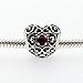 PANDORA 791784sru July Signature Heart Synthetic Ruby Charm