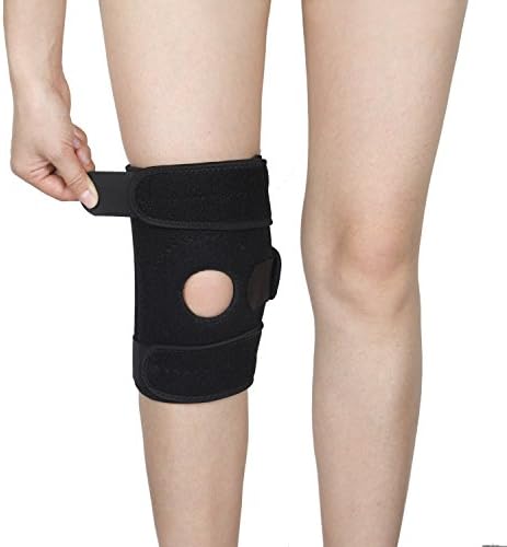 Ynport Knee Brace For Arthritis ACL Meniscus Outdoor Sports Lycra Spring Non-Bulky Best Open Patella Knee Protector Wrap Relieves Pain Symptoms(Black)