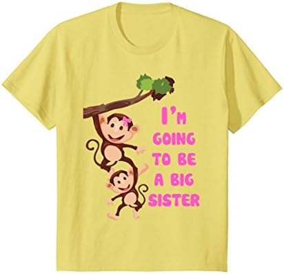 Kids I'm Going To Be A Big Sister Funny Monkey Cool T-Shirt 6 Lemon