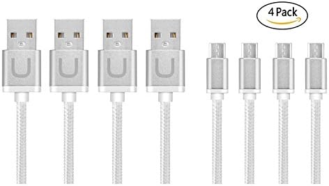 Micro USB Cable, Upow Micro USB 2.0 Charging and Syncing Cable for Android Devices-0.2M/7.9 Inch (4 Pack) (White)