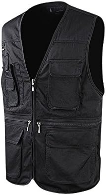 Nyfashioncity Mens Casual Multi Pockets Travel Fishing Hunting Work Outdoor Vest 03R (Black, L)