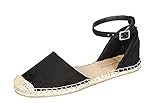 Breckelles Women's Emerson-04 Comfort Ankle Strap Espadrille D'Orsay Flat Sandal,8 B(M) US,Black