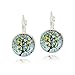 Family Tree of Life Hoop Earrings Murano Glass Leverback Earrings
