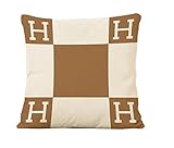 ME COO H Pillow case Logo H Letter Cartoon Classical Geometric Lattice Blend Cushion Cases Throw Pillowcase Pillow Cover for Sofa Bed 18 Inches × 18 Inches 1Pcs (ME-BZX-8)