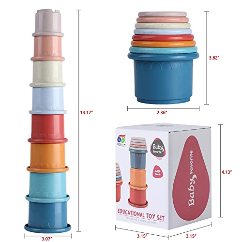 BUILPLAY Stacking Cups Toys for Toddlers, Stackable Building Nesting