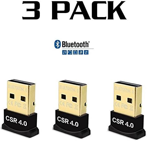 [ 3 Pack ] Slim Bluetooth Universal Adapter Dongle Mini BT 4.0 USB 2.0 Wireless Converter for PC Mac Laptop Plug Play (3…
