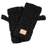 Turtle Fur Women's Nepal Mika Fingerless Mittens, Hand Knit Wool, Black
