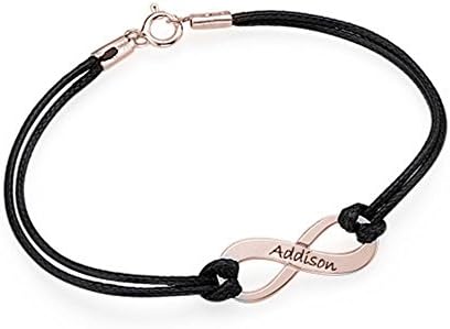 Personalized Infinity Symbol Bracelet Engraved with Name- Custom Made with any Name! (rose-gold-plated-base 7.5"(19cm)-Large) Rose Gold7.5 inches