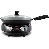 Nuwave Mosaic Induction Wok, Precise Temp Controls from 100°F to 575°F in 5°F, Wok Hei, Infuse Complex Charred Aroma & Flavor, 3 Watts 600,900 & 1500, Authentic 14-inch Carbon Steel Wok Included,Black