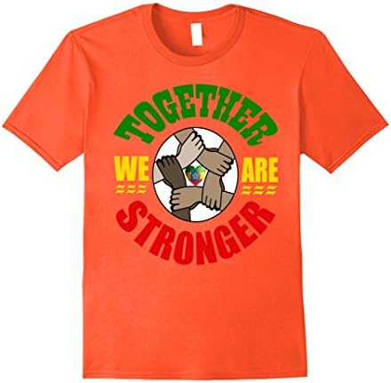 Mens Together We Are Stronger-One Love-Unity- Rastafarian T-Shirt Small Orange