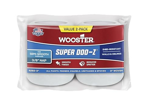 Wooster Brush R282-3 Rolo de acabamento Deluxe, pacote com 2, cochilo de 9,5 mm, 7,6 cm