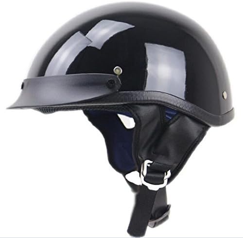 Commencer Motorcycle Half Face Helmet DOT Approved Bike Cruiser Chopper (High Gloss Black, L)