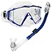 Cressi Panoramic Wide View Mask Dry Snorkel Set, Blue