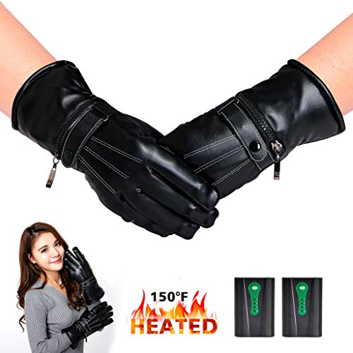 kamlif Heated Gloves Winter Warm Gloves Cycling Hiking Skiing Mountaineering Motorcycle Gloves for Woman with 2600mA Rechargeable Li-ion Battery Thanksgiving