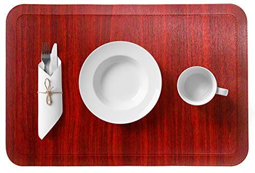 Alpiriral Dining PlaceMats Heat Resistant PlaceMats Easy to Wipe Off Scrub Vinyl Place Mats Washable Table Mats Protect A Table from Messes & with A Nice Looking (Red, Set of 6)