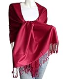 SCARF_TRADINGINC® Large Soft 100% Twill Pashmina Scarf Shawl Wrap (Dark red)