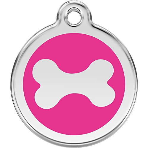 Red Dingo Personalized Bone Pet ID Dog Tag (Medium Hot Pink)