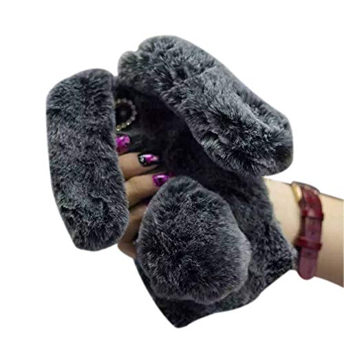for Galaxy S10 Plus Fur Case for Girls,Jesiya Luxury Cute Toy Warm Handmade Rabbit Bunny Furry Fuzzy Soft Rabbit Fur Hair Plush Case Cover for Samsung Galaxy S10 Plus