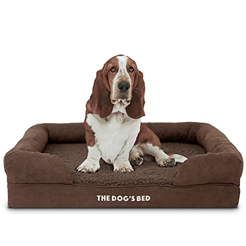 The Dog’s Bed Orthopedic Dog Bed Large Brown Plush 36x27, Memory Foam, Pain Relief Arthritis