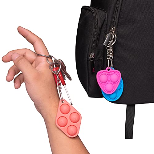 3Pcs Mini Pop Fidget Toy - Push & Pop It Packs with Keychain Simple Dimple Toys for Kids Teen Adults,Help Relieve Stress