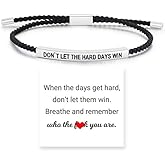 FAICAEIRI Dont Let The Hard Days Win Motivational Bracelet for Women, Adjustable Hand Bradied Wrap Stainless Steel Tube Engraved Bracelet, Inspirational Jewelry Gifts for Women and Men